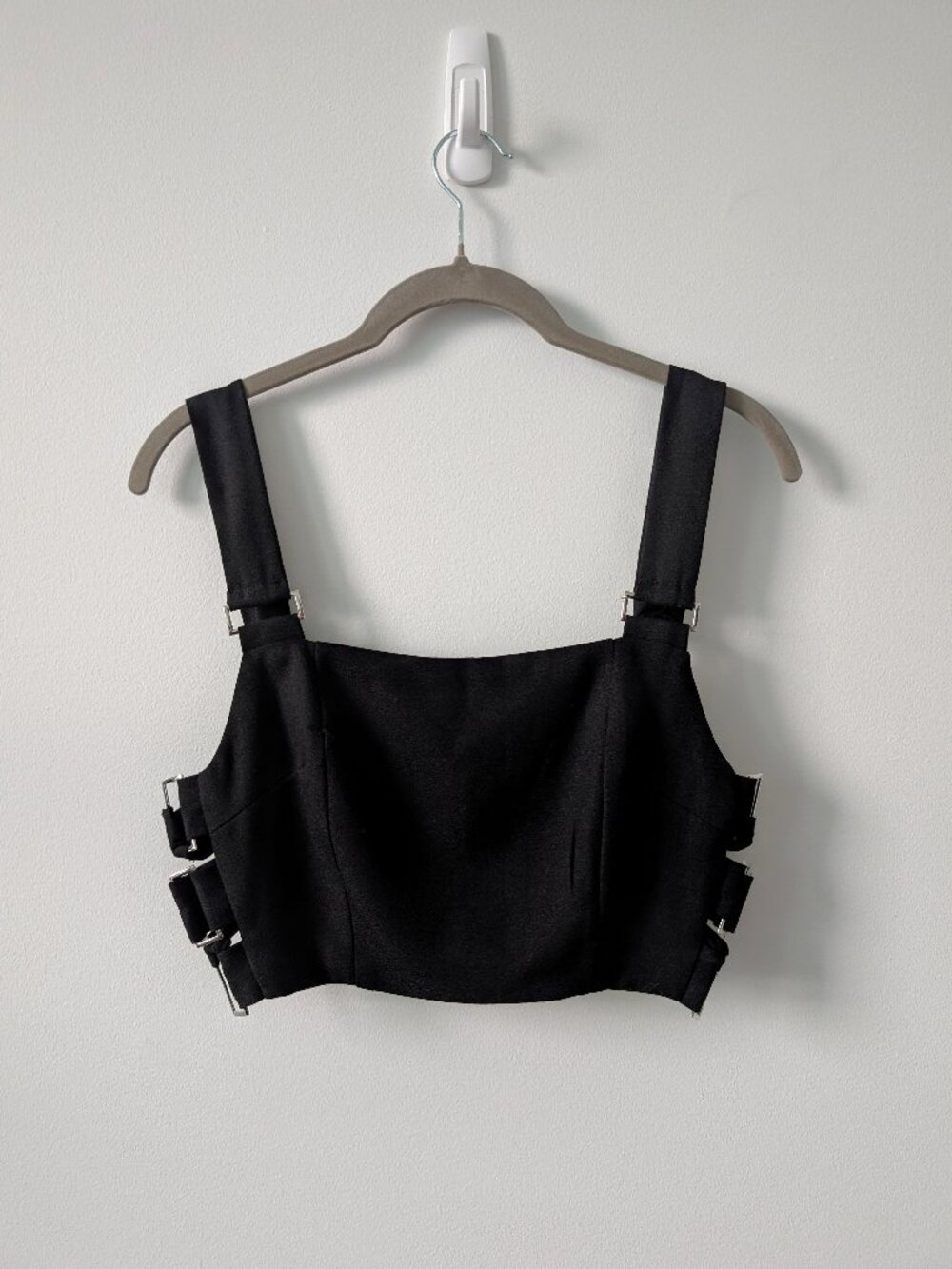 Silver Buckle Harness Crop Top | Medium